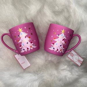 Tik Tok Viral Set of 2 Peppermint & Pine pink Christmas coffee mugs